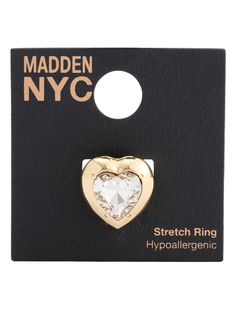 Madden Nyc Gold Heart Ring With Clear Crystal